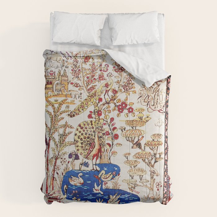 Vintage Persian Animal Rug Print Comforter Gallery Image 1