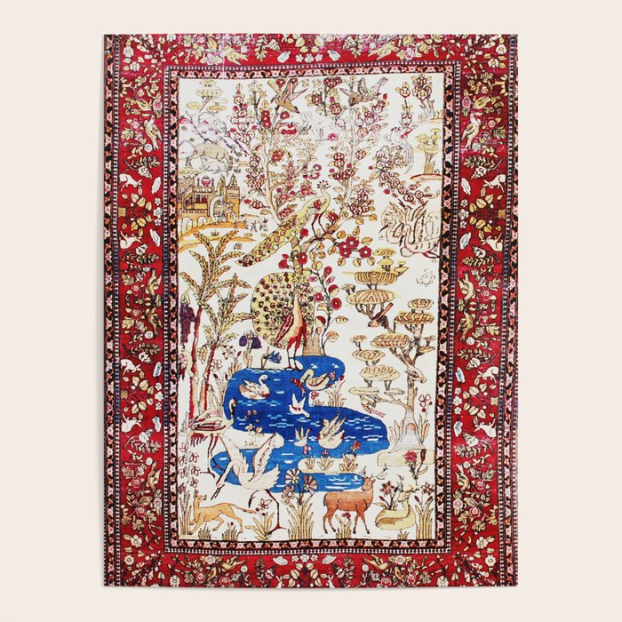 Vintage Persian Animal Rug Print Poster Gallery Image 4
