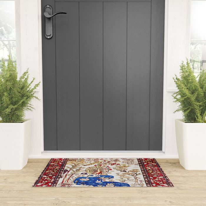 Vintage Persian Animal Rug Print Welcome Mat Gallery Image 3