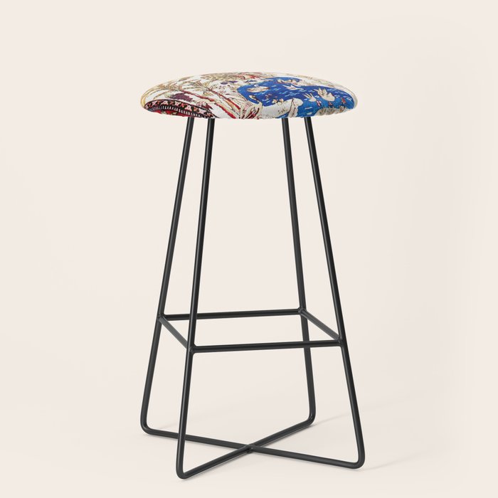 Vintage Persian Animal Rug Print Stool Gallery Image 1
