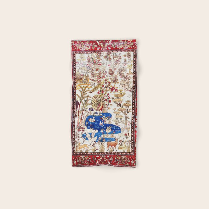 Vintage Persian Animal Rug Print Bath Towel Gallery Image 1