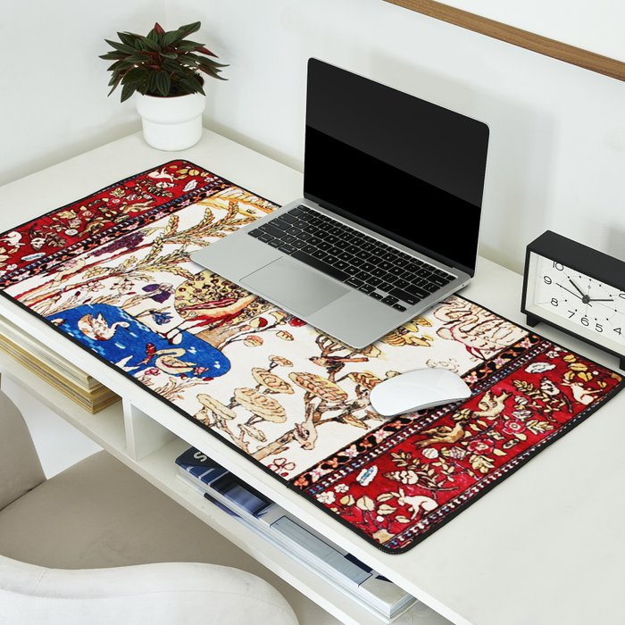 Vintage Persian Animal Rug Print Desk Mat Gallery Image 2