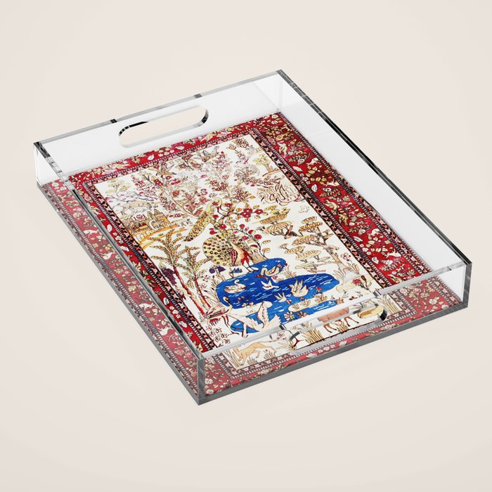 Vintage Persian Animal Rug Print Acrylic Tray Gallery Image 1