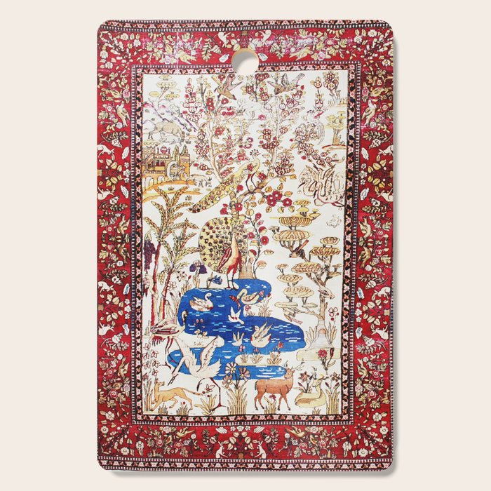 Vintage Persian Animal Rug Print Cutting Board Gallery Image 1