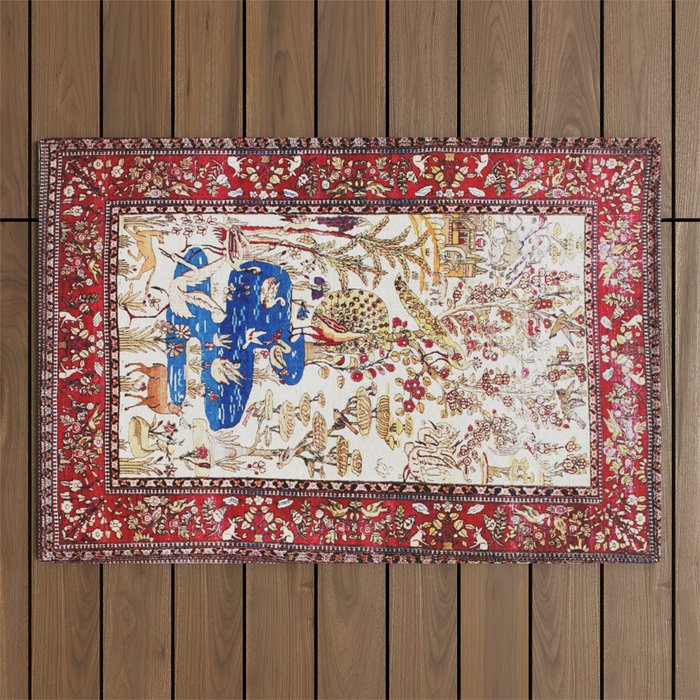 Vintage Persian Animal Rug Print Outdoor Rug Gallery Image 1