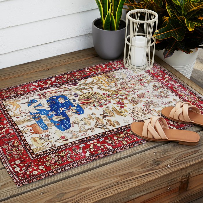 Vintage Persian Animal Rug Print Outdoor Rug Gallery Image 2