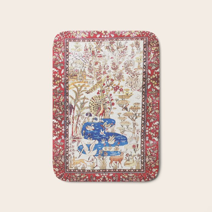 Vintage Persian Animal Rug Print Bath Mat Gallery Image 1