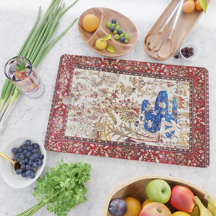 Vintage Persian Animal Rug Print Cutting Board Gallery Image 2