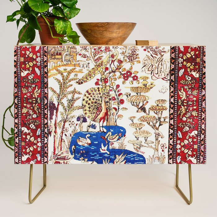 Vintage Persian Animal Rug Print Credenza Gallery Image 1