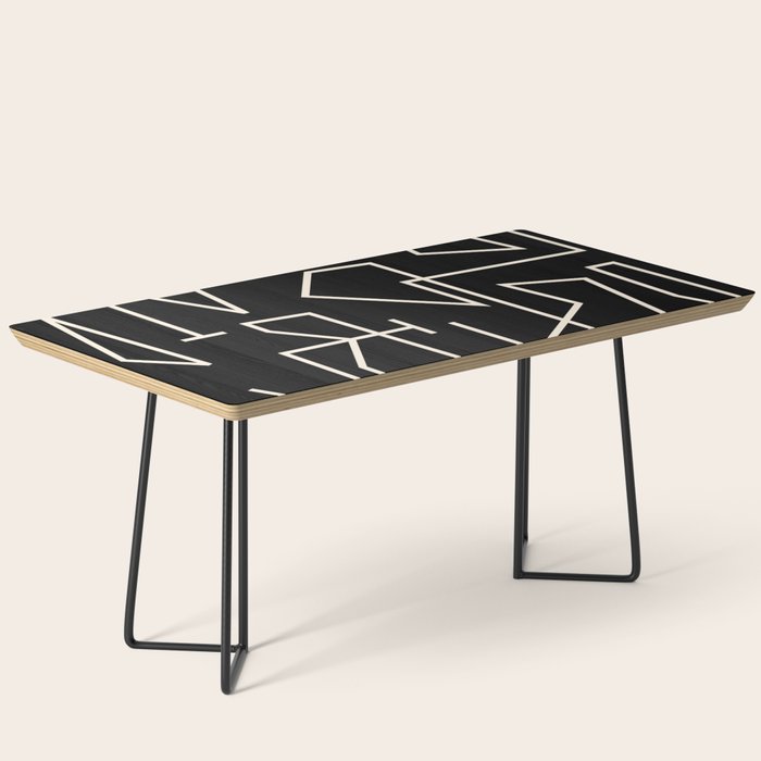 Peripatesis Modern Minimalist Abstract Line Art in Black and Almond Cream Coffee Table Gallery Image 1