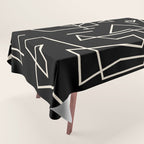 Peripatesis Modern Minimalist Abstract Line Art in Black and Almond Cream Tablecloth Gallery Image 1