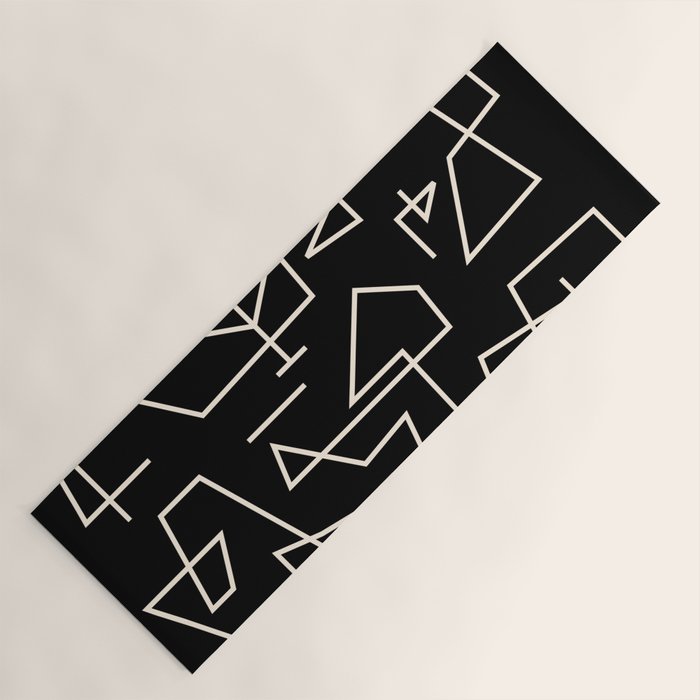 Peripatesis Modern Minimalist Abstract Line Art in Black and Almond Cream Yoga Mat Gallery Image 1