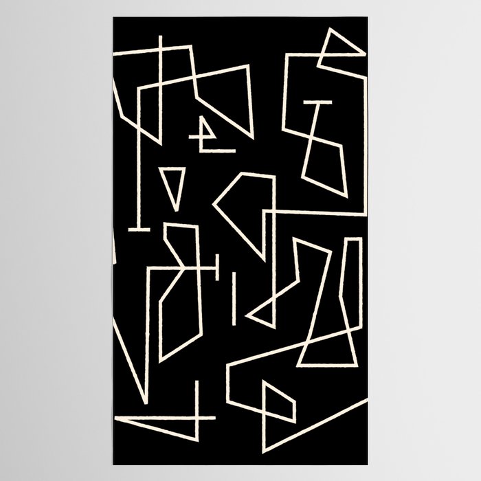 Peripatesis Modern Minimalist Abstract Line Art in Black and Almond Cream Tablecloth Gallery Image 2