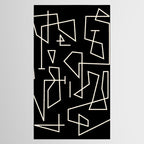 Peripatesis Modern Minimalist Abstract Line Art in Black and Almond Cream Tablecloth Gallery Image 2