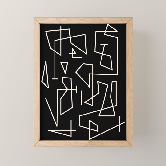 Peripatesis Modern Minimalist Abstract Line Art in Black and Almond Cream Mini Art Print Gallery Image 1