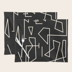 Peripatesis Modern Minimalist Abstract Line Art in Black and Almond Cream Placemat Gallery Image 1