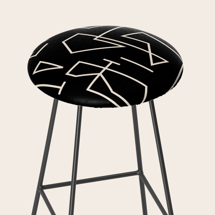 Peripatesis Modern Minimalist Abstract Line Art in Black and Almond Cream Stool Gallery Image 2