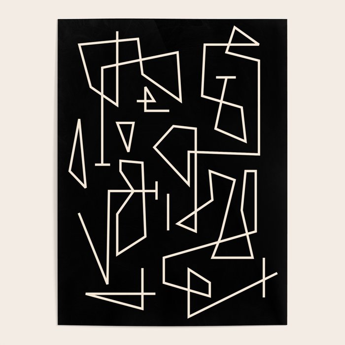Peripatesis Modern Minimalist Abstract Line Art in Black and Almond Cream Poster Gallery Image 4