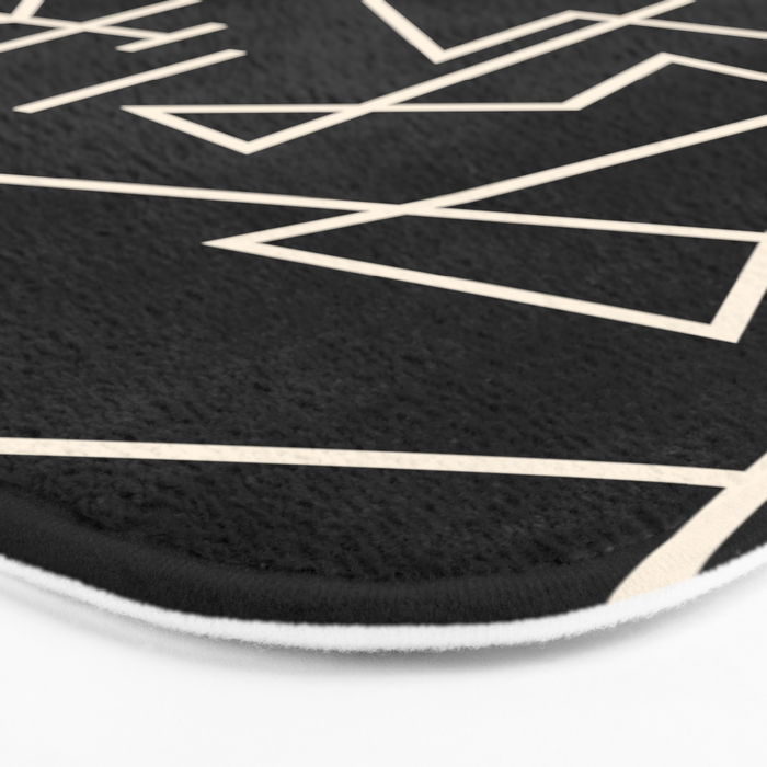 Peripatesis Modern Minimalist Abstract Line Art in Black and Almond Cream Bath Mat Gallery Image 3