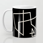 Peripatesis Modern Minimalist Abstract Line Art in Black and Almond Cream Coffee Mug Gallery Image 3