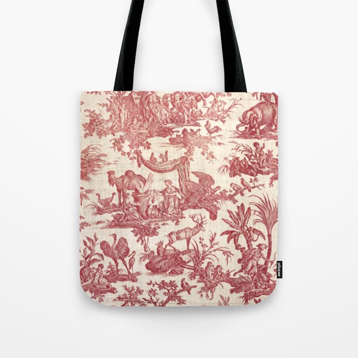 Antique 19th Century Exotic Animals French Tapestry Tote Bag Gallery Image 1