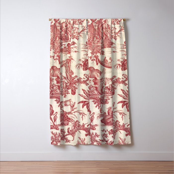 Antique 19th Century Exotic Animals French Tapestry Window Curtain Gallery Image 3