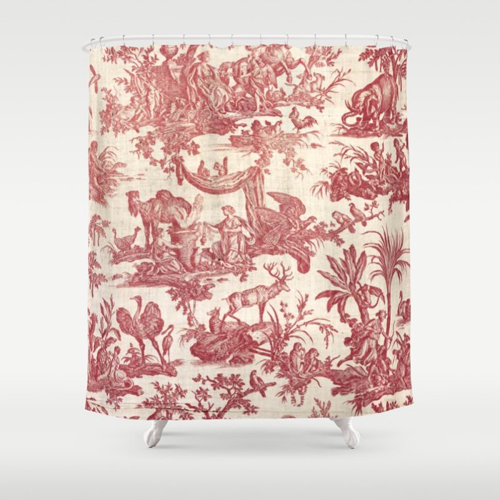 Antique 19th Century Exotic Animals French Tapestry Shower Curtain Gallery Image 1
