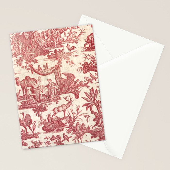 Antique 19th Century Exotic Animals French Tapestry Stationery Card Gallery Image 2