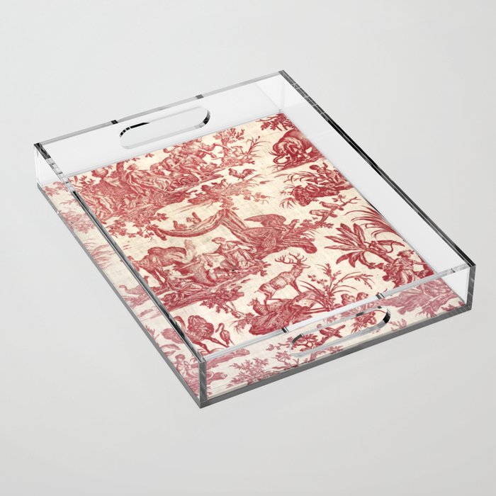 Antique 19th Century Exotic Animals French Tapestry Acrylic Tray Gallery Image 1