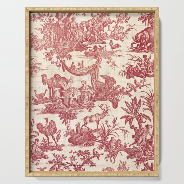 Antique 19th Century Exotic Animals French Tapestry Serving Tray Gallery Image 1