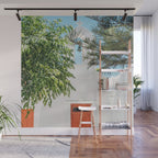 Orange Door in White Building in Greece - Summer Travel Wall Mural Gallery Image 1