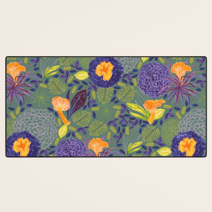Forest Full of Wild Mushrooms in Sage & Plum Desk Mat Gallery Image 3