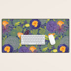 Forest Full of Wild Mushrooms in Sage & Plum Desk Mat Gallery Image 1
