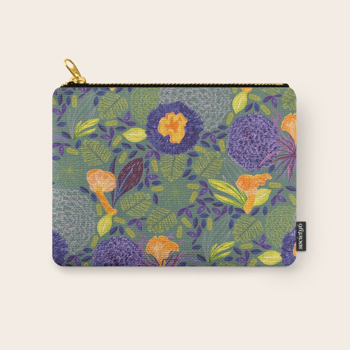 Forest Full of Wild Mushrooms in Sage & Plum Carry All Pouch Gallery Image 1