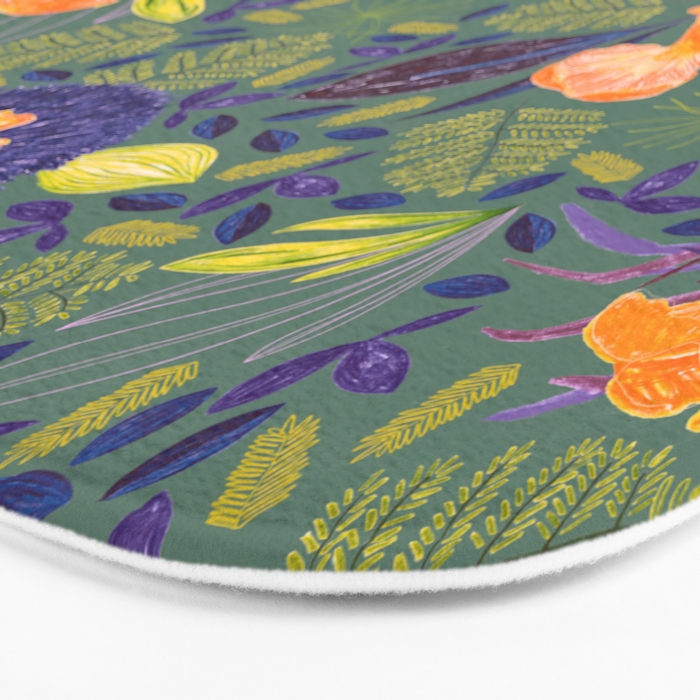 Forest Full of Wild Mushrooms in Sage & Plum Bath Mat Gallery Image 3