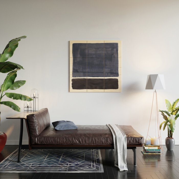 Navy Black Rothko Fun Colorful Mid Century Modern Abstract Painting Shapes Pattern Wood Wall Art Gallery Image 2