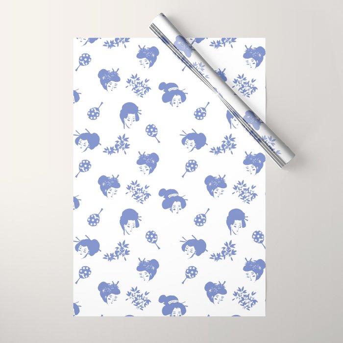 Light blue japanese pattern Wrapping Paper Gallery Image 1