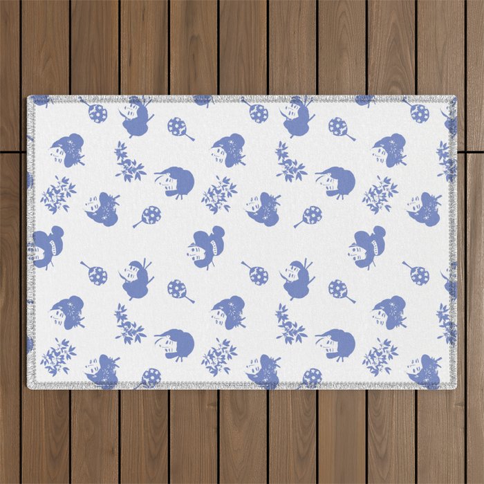 Light blue japanese pattern Outdoor Rug Gallery Image 1