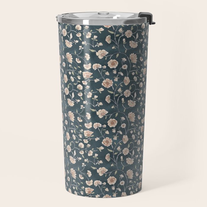Ditsy Block Print Trailing Floral - Midnight Travel Mug Gallery Image 2