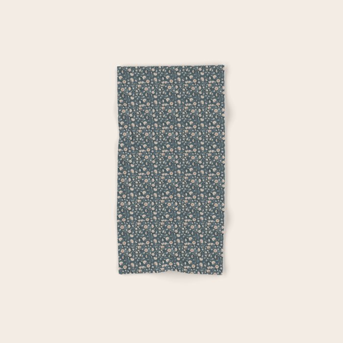 Ditsy Block Print Trailing Floral - Midnight Bath Towel Gallery Image 1