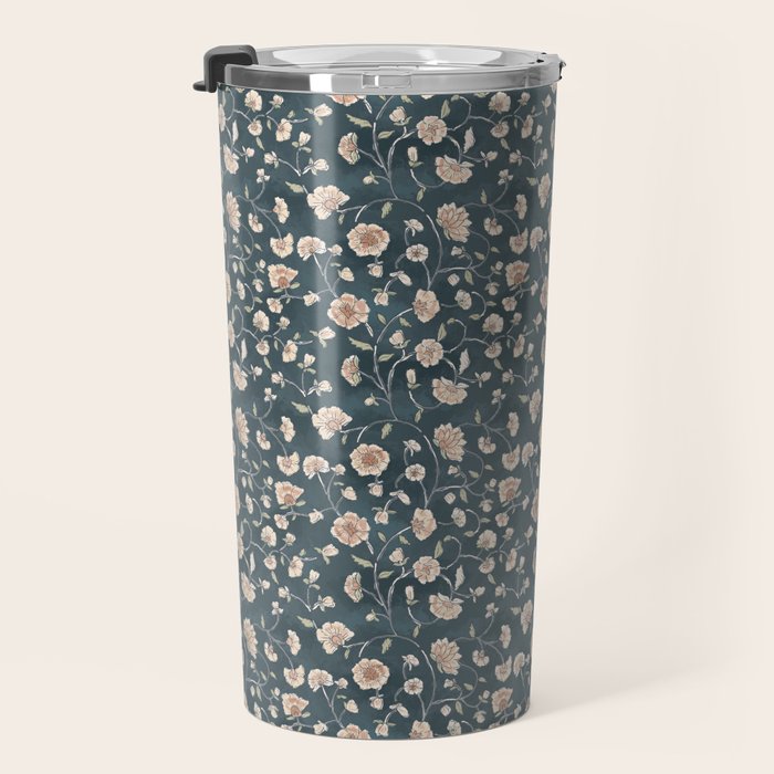 Ditsy Block Print Trailing Floral - Midnight Travel Mug Gallery Image 3