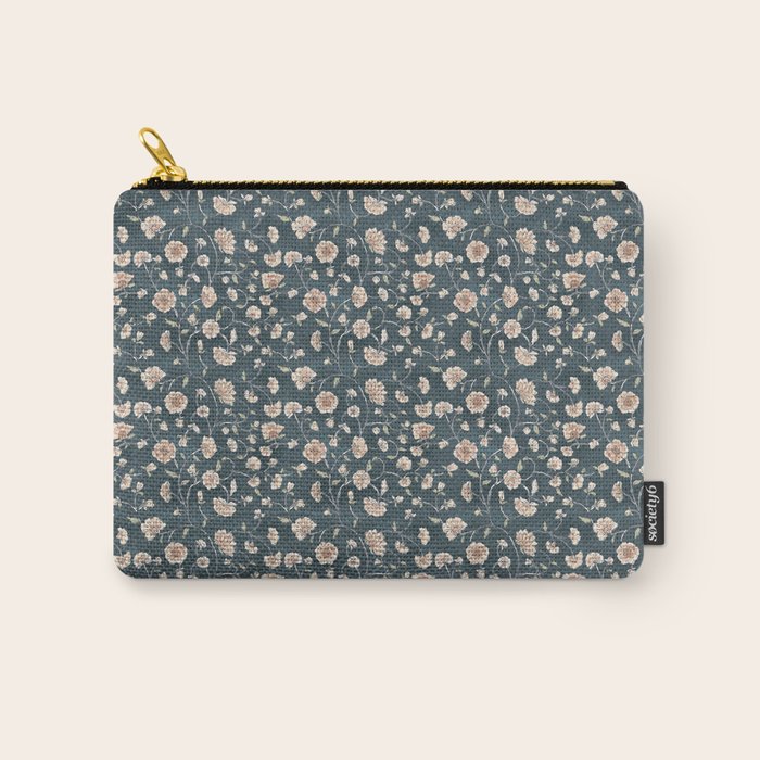 Ditsy Block Print Trailing Floral - Midnight Carry All Pouch Gallery Image 1