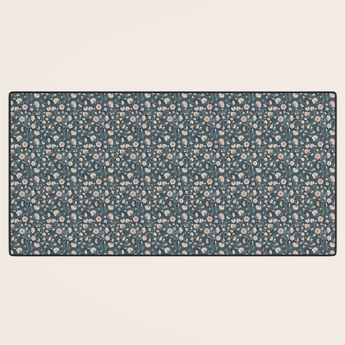 Ditsy Block Print Trailing Floral - Midnight Desk Mat Gallery Image 3
