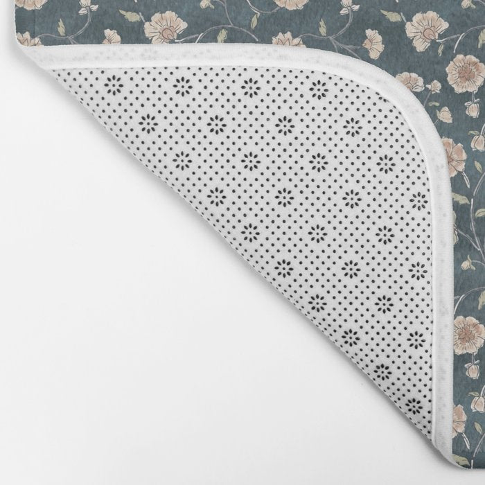 Ditsy Block Print Trailing Floral - Midnight Bath Mat Gallery Image 2