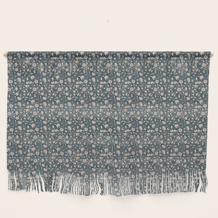 Ditsy Block Print Trailing Floral - Midnight Wall Hanging Gallery Image 1