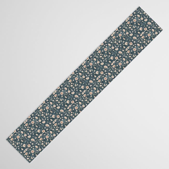 Ditsy Block Print Trailing Floral - Midnight Table Runner Gallery Image 3