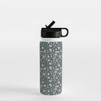 Ditsy Block Print Trailing Floral - Midnight Water Bottle Gallery Image 1