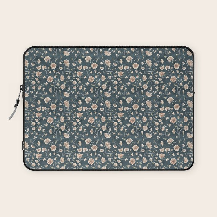 Ditsy Block Print Trailing Floral - Midnight Laptop Sleeve Gallery Image 1