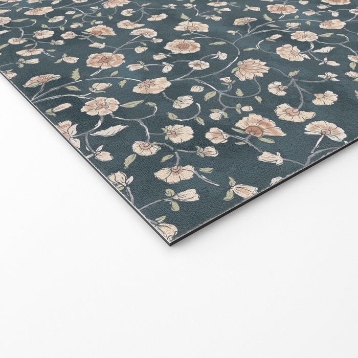 Ditsy Block Print Trailing Floral - Midnight Welcome Mat Gallery Image 2