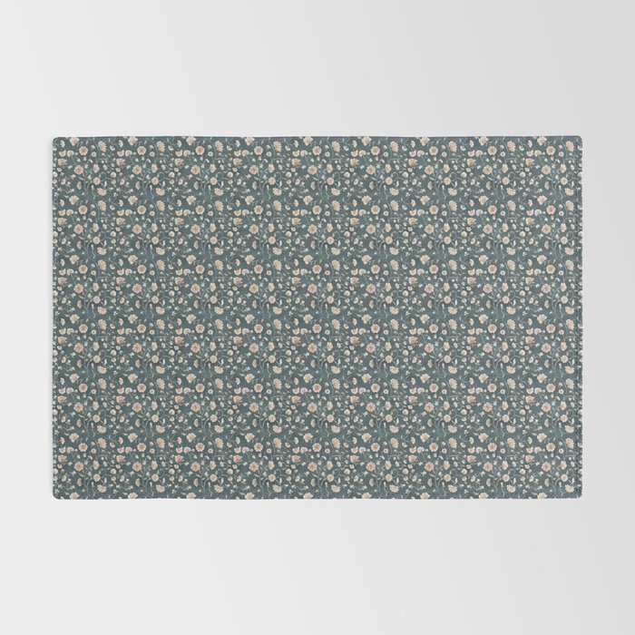 Ditsy Block Print Trailing Floral - Midnight Rug Gallery Image 2